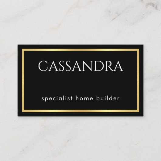 Simple Minimalist Gold Frame Your Name  Visitenkarte (Vorderseite)