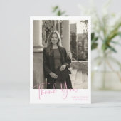 Simple Minimalist Graduation Photo Custom Message Dankeskarte (Stehend Vorderseite)