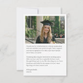 Simple Minimalist Graduation Photo Custom Message Dankeskarte (Rückseite)