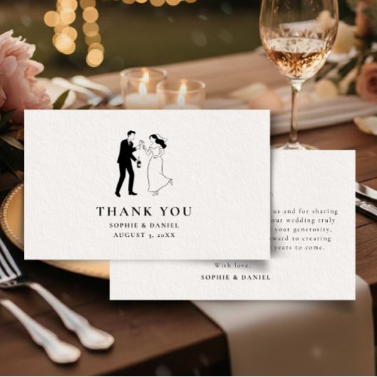 Simple Minimalist Illustrated Dankeskarte