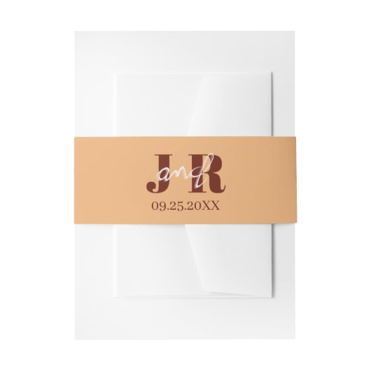 Simple Minimalist Initial Name Sunset Wedding Einladungsbanderole (Vorderseite Beispiel)