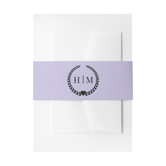 Simple Minimalist Lavender Purple Monogram  Einladungsbanderole (Vorderseite Beispiel)