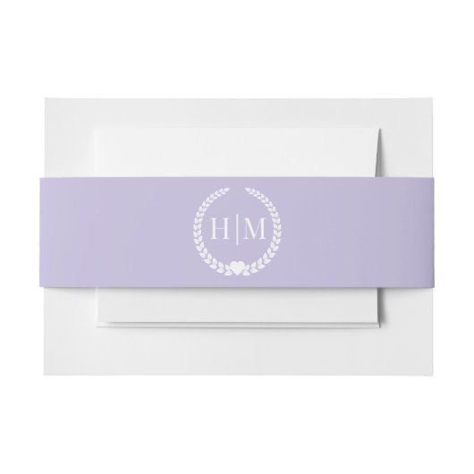 Simple Minimalist Lavender Purple Monogram Einladungsbanderole (Vorderseite Beispiel)