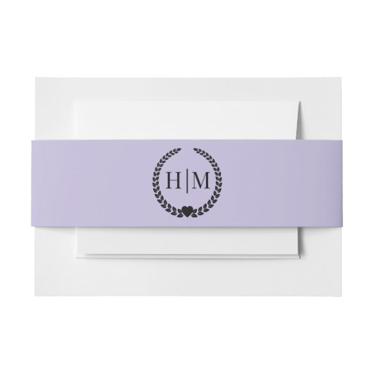 Simple Minimalist Lavender Purple Monogram Einladungsbanderole (Vorderseite Beispiel)