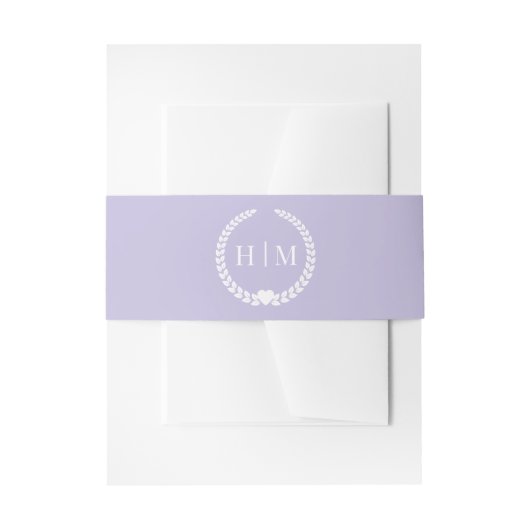 Simple Minimalist Lavender Purple Monogram  Einladungsbanderole (Vorderseite Beispiel)