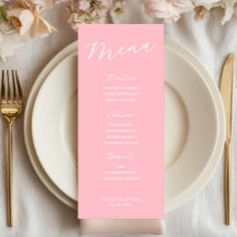 Simple Minimalist Light Pink Menu Card 