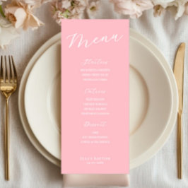 Simple Minimalist Light Pink Menu Card  Menükarte