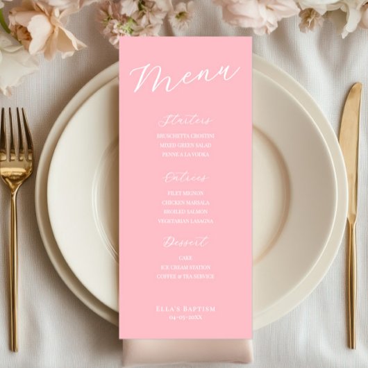 Simple Minimalist Light Pink Menu Card  Menükarte