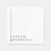 Simple Minimalist Line Black White Wedding Paper Serviette (Vorderseite)