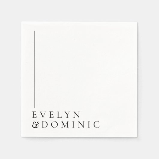 Simple Minimalist Line Black White Wedding Paper Serviette (Vorderseite)