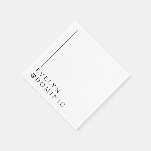 Simple Minimalist Line Black White Wedding Paper Serviette (Ecke)