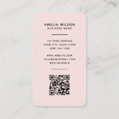 Simple Minimalist Logo QR Code Blush Pink  Visitenkarte (Rückseite)