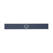 Simple Minimalist Midnight Navy Blue Monogram Einladungsbanderole (Flach)