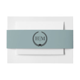 Simple Minimalist Misty Sage Blue Monogram Einladungsbanderole