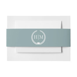 Simple Minimalist Misty Sage Blue Monogram Einladungsbanderole