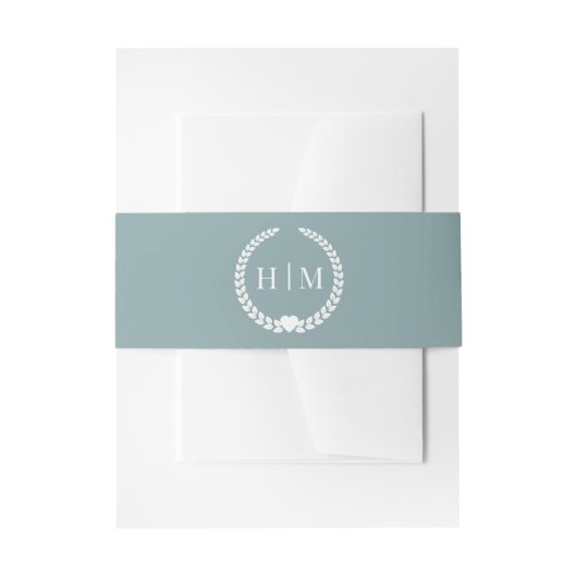Simple Minimalist Misty Sage Blue Monogram  Einladungsbanderole (Vorderseite Beispiel)