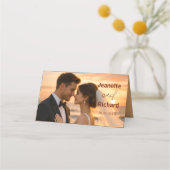 Simple Minimalist Modern Wedding Photo  Platzkarte (Rückseite)