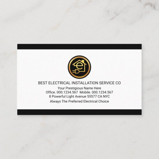 Simple Minimalist Monogram Name Electric Visitenkarte (Rückseite)