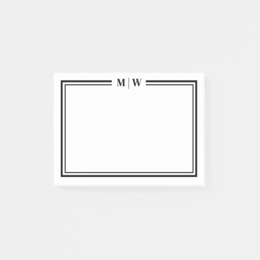 Simple Minimalist Monogram Post-it Klebezettel (Vorderseite)