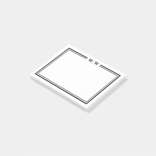 Simple Minimalist Monogram Post-it Klebezettel (angewinkelt)