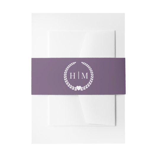 Simple Minimalist Muted Amethyst Purple Monogram  Einladungsbanderole (Vorderseite Beispiel)