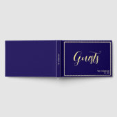 Simple Minimalist Navy Blue Formal Gold Gästebuch (Voll)