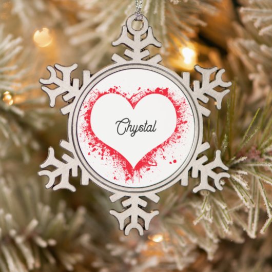 Simple minimalist personalized name schneeflocken Zinn-Ornament