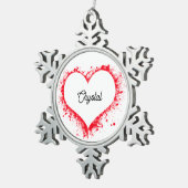 Simple minimalist personalized name schneeflocken Zinn-Ornament (Rechts)