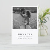 Simple Minimalist Photo Wedding Thank You Card Dankeskarte (Stehend Vorderseite)