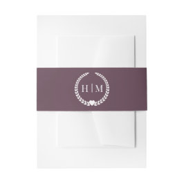 Simple Minimalist Plum Purple Monogram  Einladungsbanderole