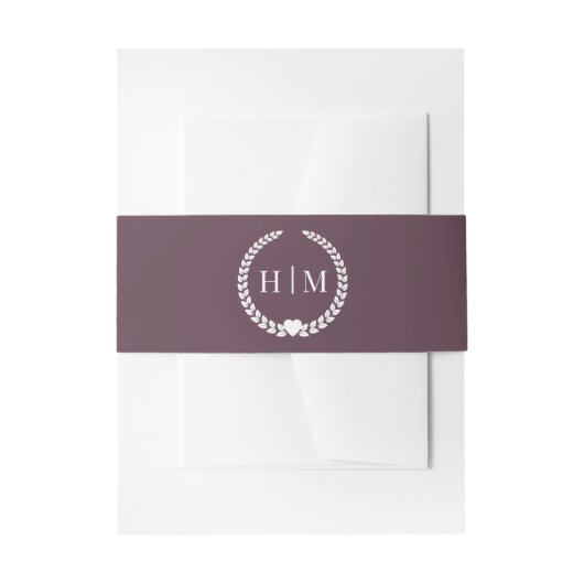 Simple Minimalist Plum Purple Monogram  Einladungsbanderole (Vorderseite Beispiel)