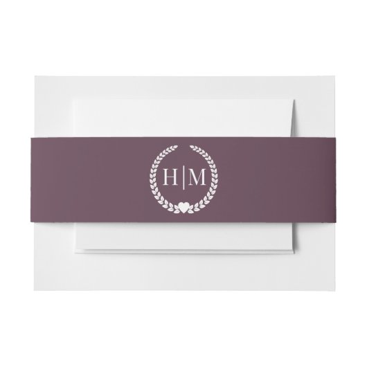 Simple Minimalist Plum Purple Monogram Einladungsbanderole (Vorderseite Beispiel)