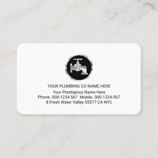 Simple Minimalist Plumber In Blue Layer Visitenkarte (Rückseite)