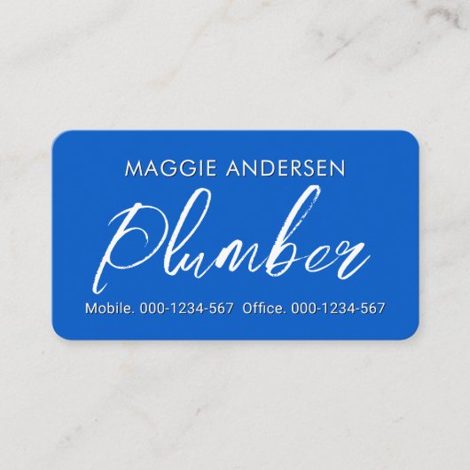Simple Minimalist Plumber In Blue Layer Visitenkarte (Vorderseite)