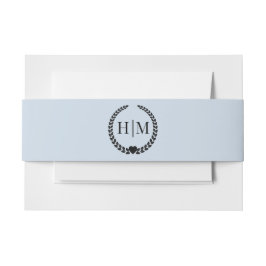 Simple Minimalist Powder Blue Monogram Einladungsbanderole