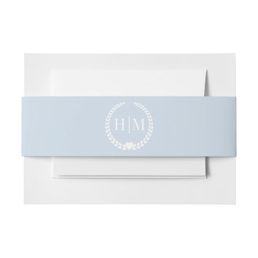 Simple Minimalist Powder Blue Monogram Einladungsbanderole (Vorderseite Beispiel)