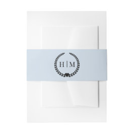 Simple Minimalist Powder Blue Monogram  Einladungsbanderole
