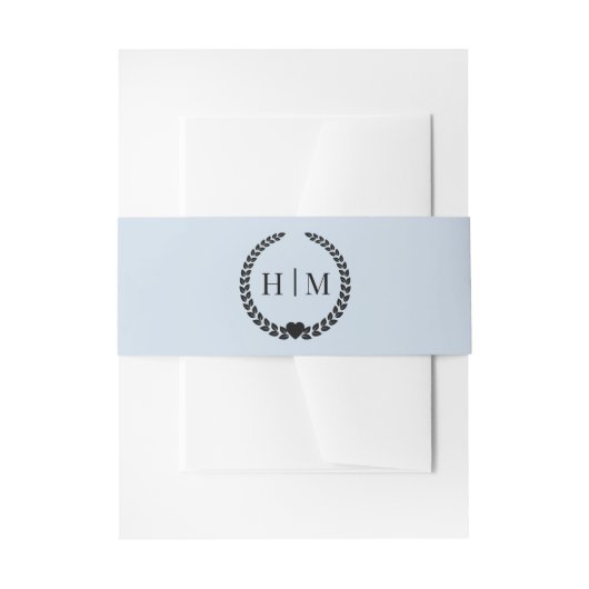 Simple Minimalist Powder Blue Monogram  Einladungsbanderole (Vorderseite Beispiel)