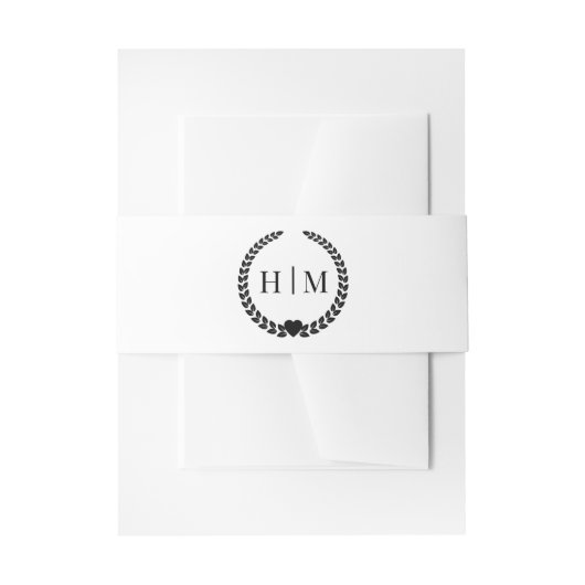 Simple Minimalist Pure White Monogram  Einladungsbanderole (Vorderseite Beispiel)