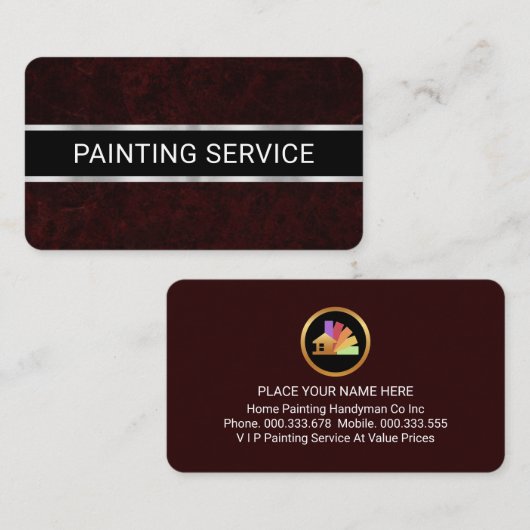 Simple Minimalist Red Grunge Painter Visitenkarte (Vorne/Hinten)