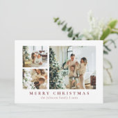 Simple Minimalist Red Typography Photo Christmas Feiertagskarte (Stehend Vorderseite)