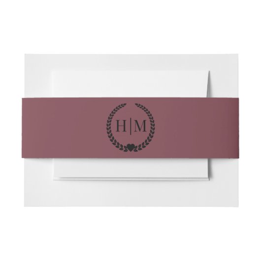 Simple Minimalist Romantic Rosewood Monogram Einladungsbanderole (Vorderseite Beispiel)