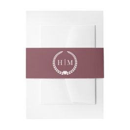 Simple Minimalist Romantic Rosewood Monogram  Einladungsbanderole