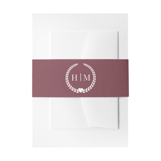 Simple Minimalist Romantic Rosewood Monogram  Einladungsbanderole (Vorderseite Beispiel)