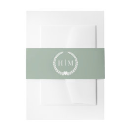 Simple Minimalist Sage Green Monogram Einladungsbanderole