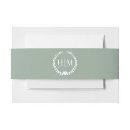 Simple Minimalist Sage Green Monogram Einladungsbanderole