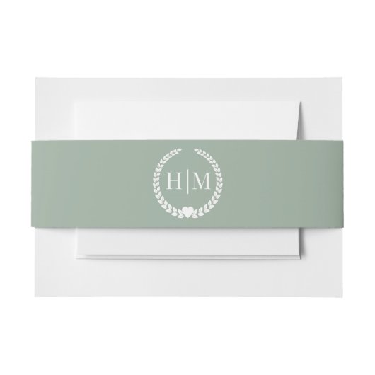 Simple Minimalist Sage Green Monogram Einladungsbanderole (Vorderseite Beispiel)