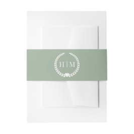 Simple Minimalist Sage Green Monogram  Einladungsbanderole