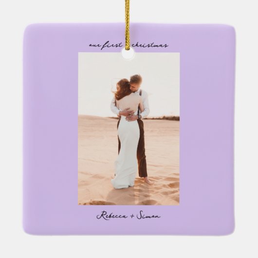 Simple Minimalist Script Photo Keramikornament (Rückseite)