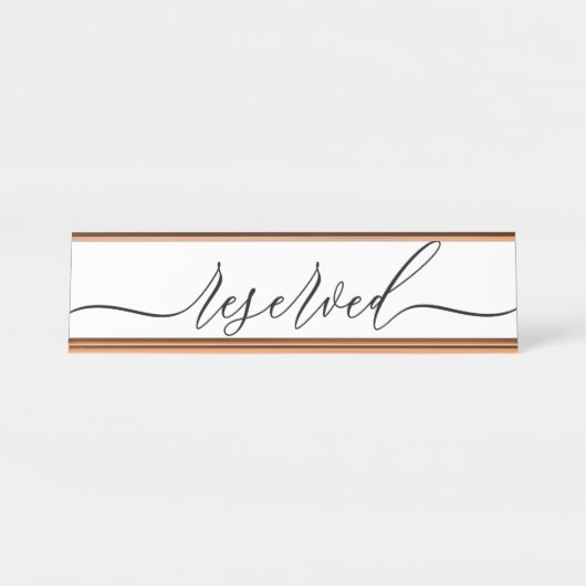 Simple Minimalist Script Table Reserved Schreibtischnamensplakette (Vorderseite )